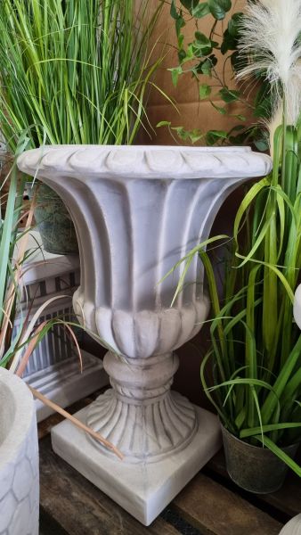 Amphore, Vase mit Rillen, groß, antik grau