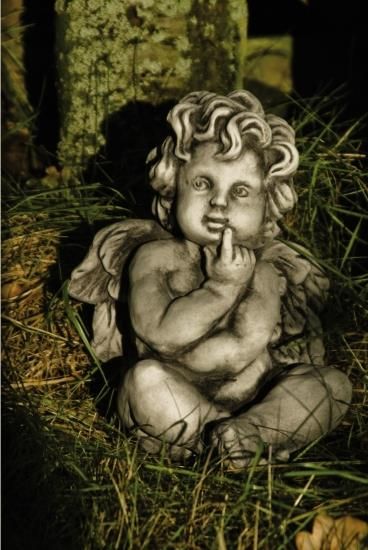 Gartenfigur Engel sitzend, "IONEL" Steinguss - Original von Vidroflor