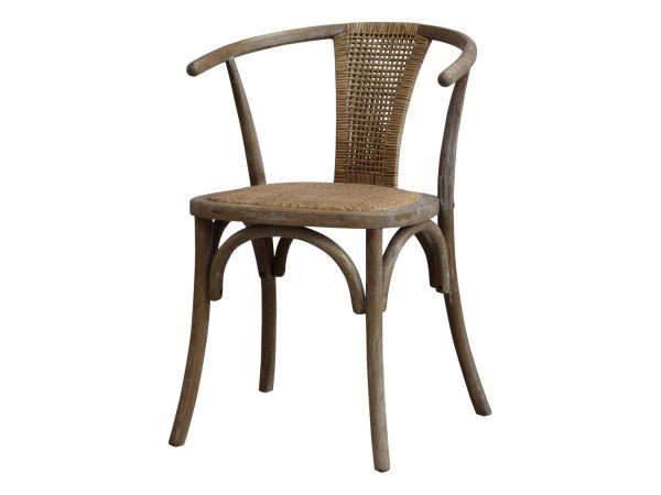 Französischer Stuhl mit Flechtsitz & runder Lehne 2er Set von Chic Antique