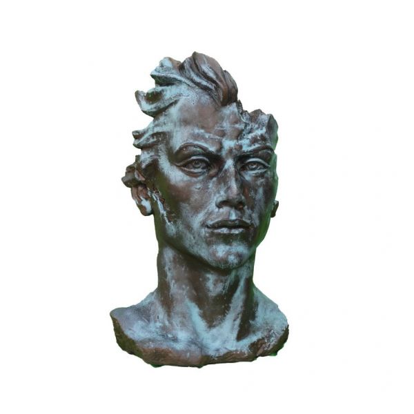 Gartenfigur Gesicht "MANN", im Bronzestil, Medium - Original von Vidroflor