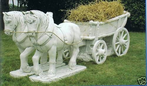 Gartenfigur Pferdekutsche