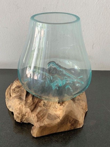 Glas auf Wurzel Vase 23x23x23cm