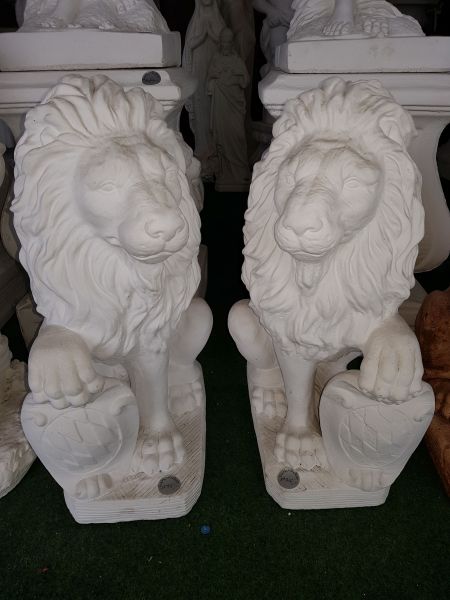 Gartenfigur Löwen Set weiß