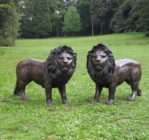 Bronzefigur Löwen Paar
