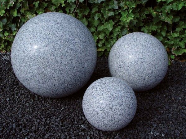 Granit-Kugel grau 20er, poliert, Wasserspiel Komplett Set
