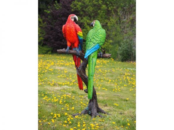 Bronzefigur 2 Gefärbte Papageien auf Stamm