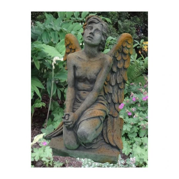 Gartenfigur Engel "BARBIEL", Steinguss, Rosteffekt - Original von Vidroflor
