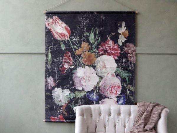 Leinwand zum Aufhängen mit französischem Blumendruck von Chiq Antique