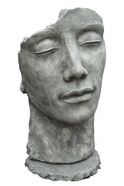 Gartenfigur Gesicht "Mann", inkl. Platte zur Montage,Steinguss - Original von Vidroflor