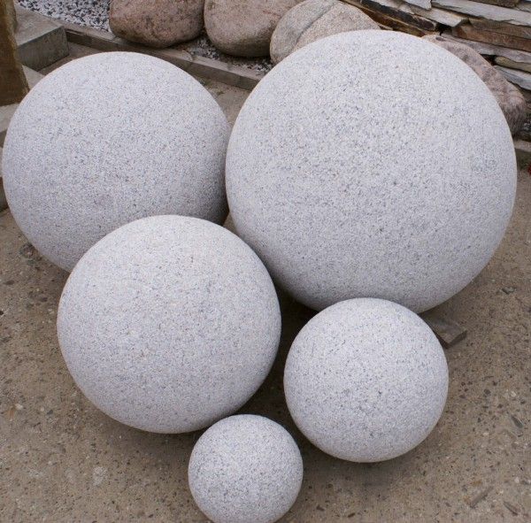 Granit-Kugel grau 40er, gestockt, Wasserpiel Kompletset