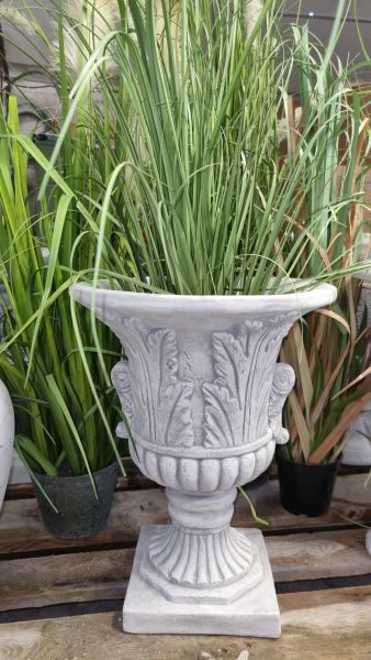 Pflanzgefäß, Vase, Amphore "Blatt", antik grau