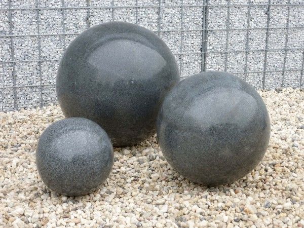 Granit-Kugel schwarz 40er, poliert, Wasserspiel Komplettset
