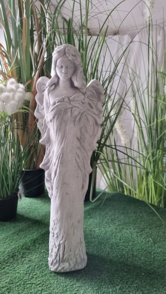 Gartenfigur Engelfrau Stehend, antik grau