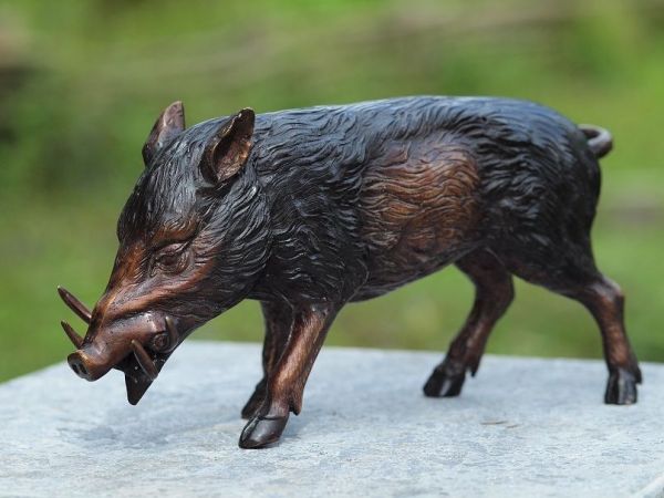 Bronzefigur Wildschwein klein