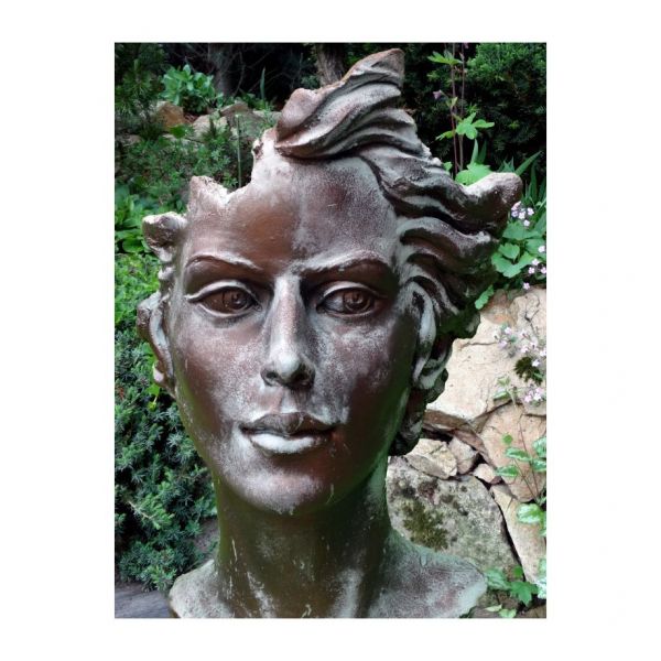 Gartenfigur Gesicht "FRAU", im Bronzestil, Medium