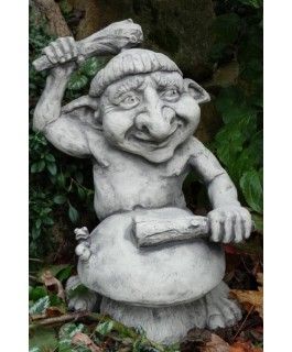 Gartenfigur Musiker-Troll "Trommel" - Original von Vidroflor