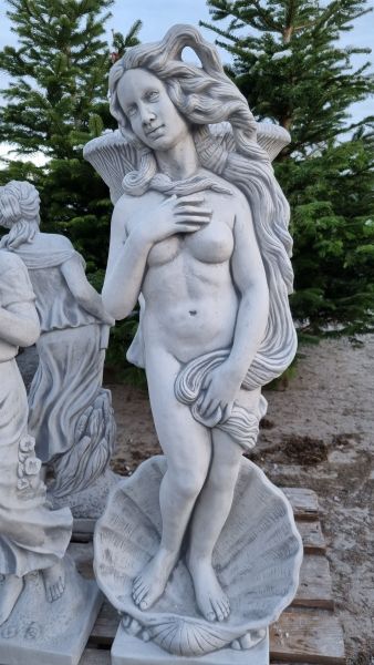 Gartenfigur "Die Geburt der Venus", groß, antik grau