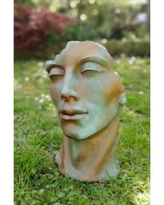 Gartenfigur Gesicht "MANN", Steinguss, Kupfereffekt, klein - Original von Vidroflor